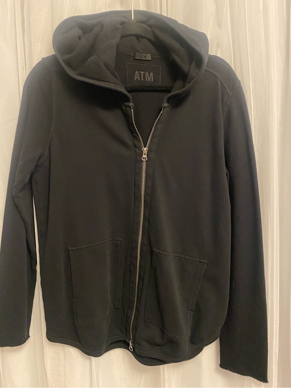 ATM Anthony Thomas Melillo Black Zip-Up Hooded Jacket